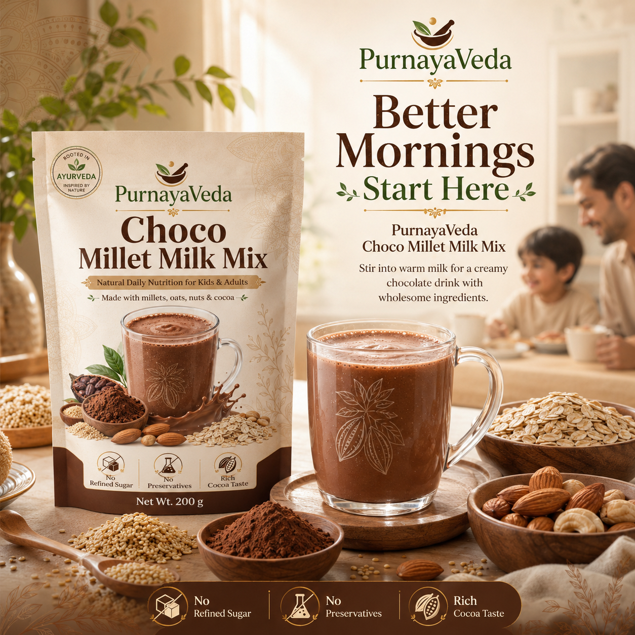 PurnayaVeda Choco Millet Milk Mix